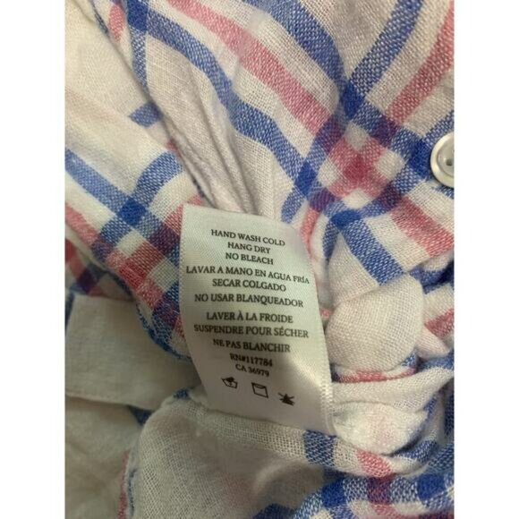 Rails for Girls Button Up Linen Top Size 10 Valerie Rasberry Azure White - Picture 5 of 9